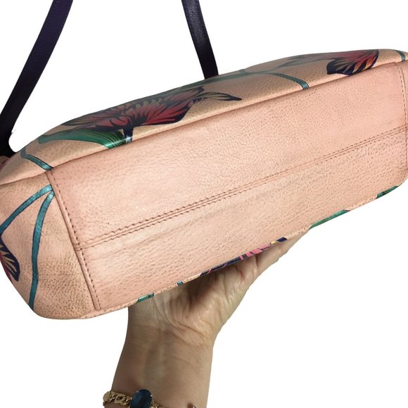 Anuschka  NEVER USED Handpained Leather Shoulder Bag Tropical Toucans - Picture 9 of 10
